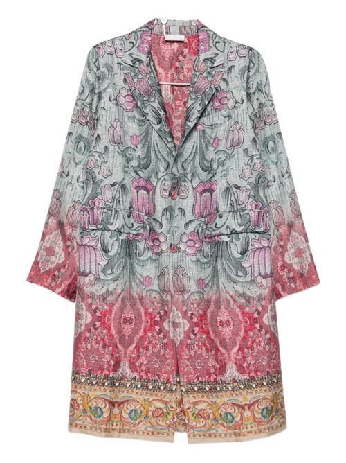 SILK PRINTED SINGLE-BREASTED COAT