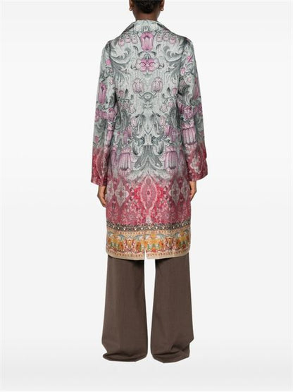 SILK PRINTED SINGLE-BREASTED COAT