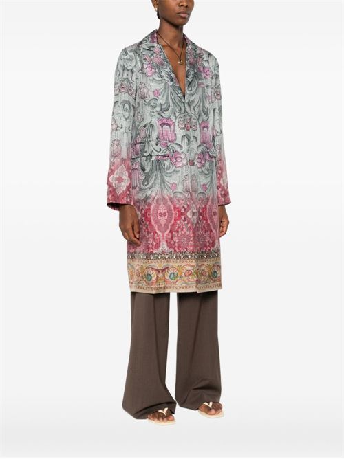 SILK PRINTED SINGLE-BREASTED COAT
