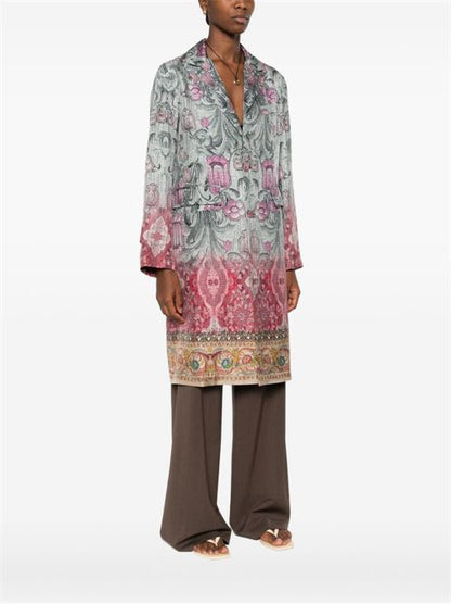 SILK PRINTED SINGLE-BREASTED COAT
