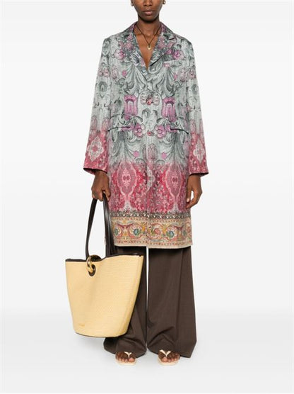 SILK PRINTED SINGLE-BREASTED COAT