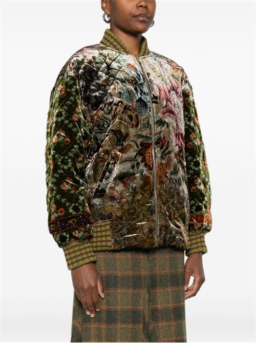 PRINTED SILK BLEND BOMBER JACKET