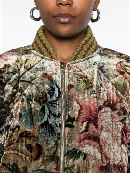 PRINTED SILK BLEND BOMBER JACKET