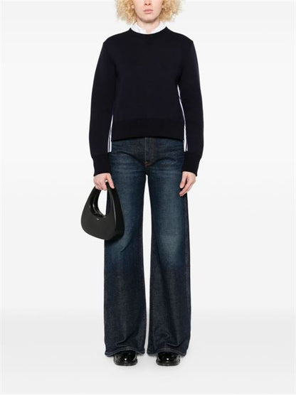 COTTON AND NYLON CREWNECK SWEATER