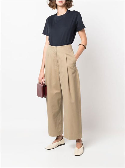 COTTON WIDE-LEG TROUSERS