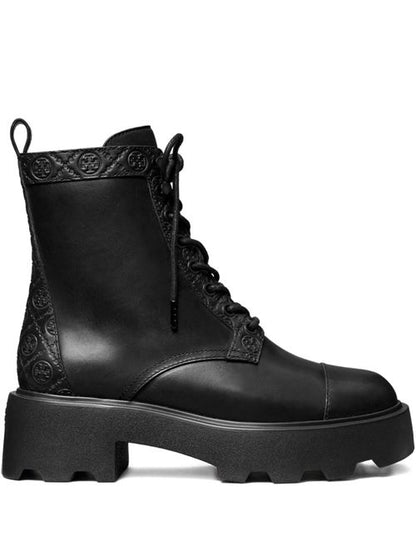 MONOGRAM LEATHER ANKLE BOOTS