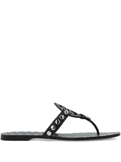 STUDDED MILLER LEATHER FLAT SANDALS