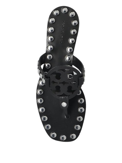 STUDDED MILLER LEATHER FLAT SANDALS