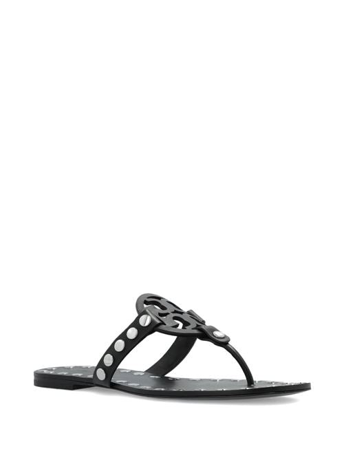 STUDDED MILLER LEATHER FLAT SANDALS