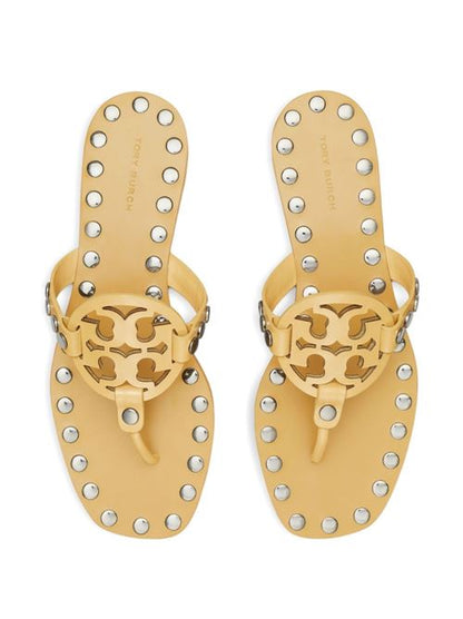 STUDDED MILLER LEATHER FLAT SANDALS