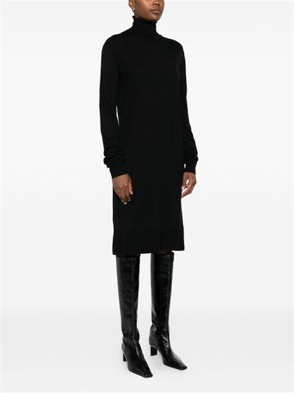 WOOL TURTLE-NECK MIDI DRESS