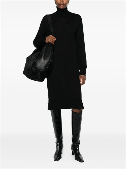WOOL TURTLE-NECK MIDI DRESS