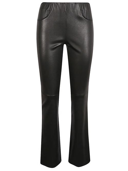 LEATHER FLARED LEG TROUSERS