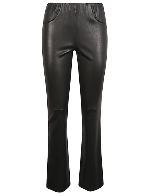 LEATHER FLARED LEG TROUSERS