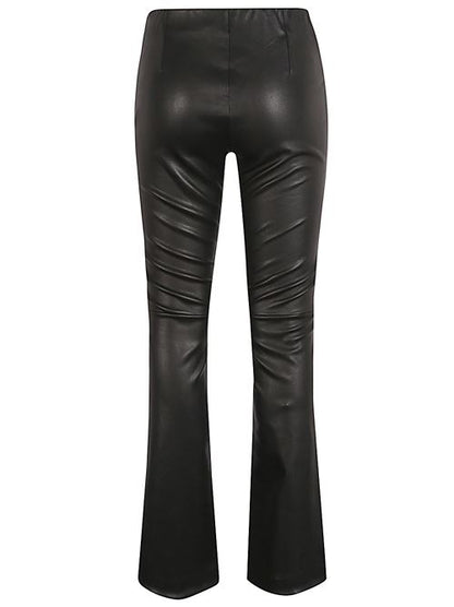 LEATHER FLARED LEG TROUSERS