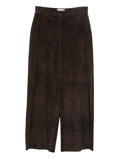 LEATHER WIDE-LEG TROUSERS