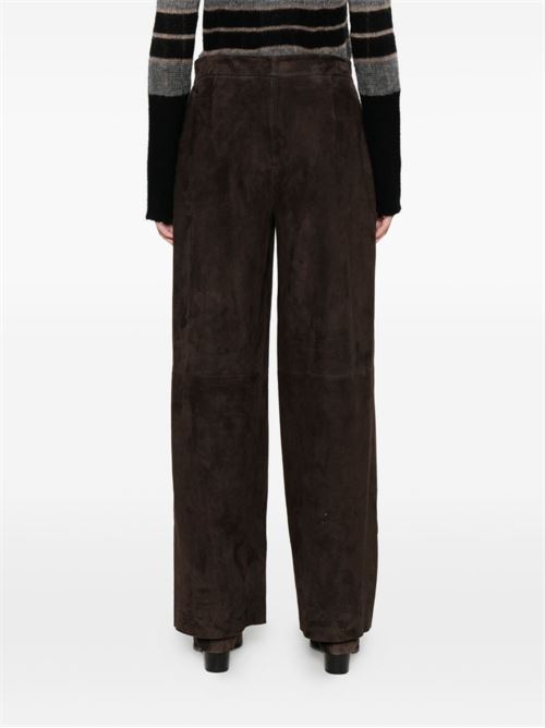 LEATHER WIDE-LEG TROUSERS