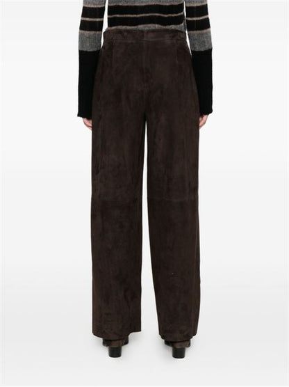 LEATHER WIDE-LEG TROUSERS
