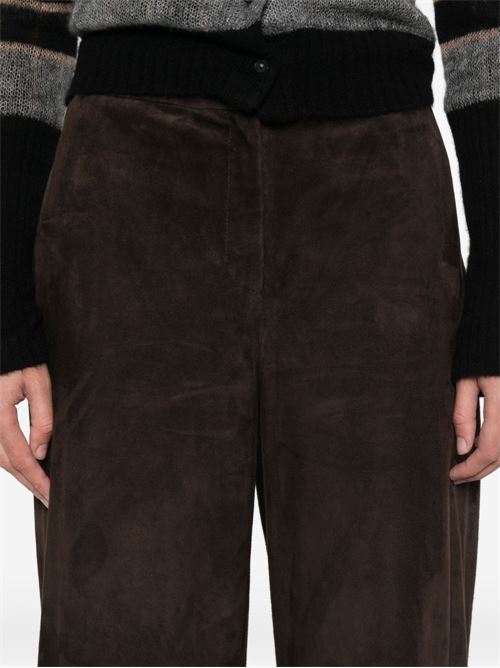 LEATHER WIDE-LEG TROUSERS