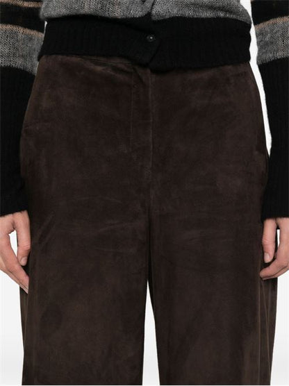 LEATHER WIDE-LEG TROUSERS