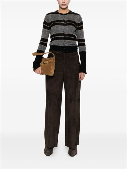 LEATHER WIDE-LEG TROUSERS