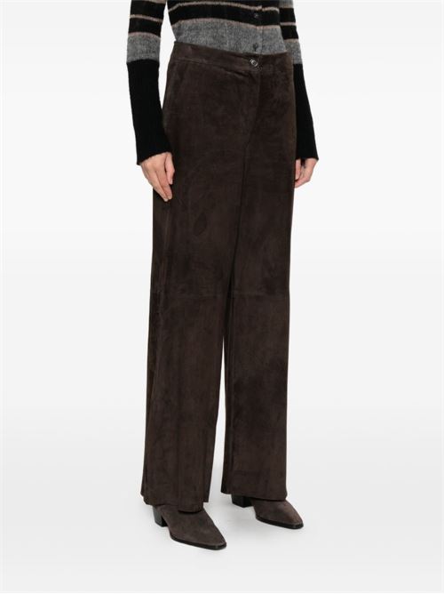LEATHER WIDE-LEG TROUSERS
