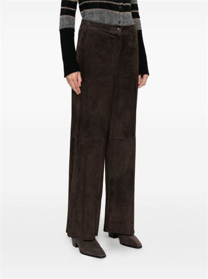 LEATHER WIDE-LEG TROUSERS