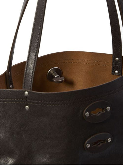 A'SPASSO TABACCO MEDIUM LEATHER HANDBAG