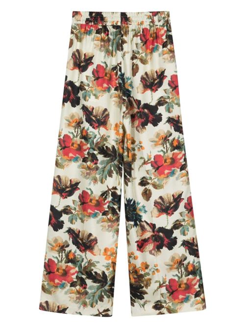 PRINTED SILK WIDE-LEG TROUSERS
