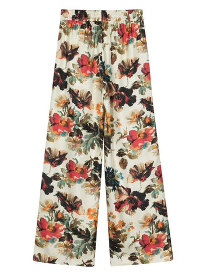 PRINTED SILK WIDE-LEG TROUSERS