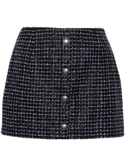 SEQUIN CHECKED TWEED MINI SKIRT