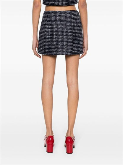SEQUIN CHECKED TWEED MINI SKIRT