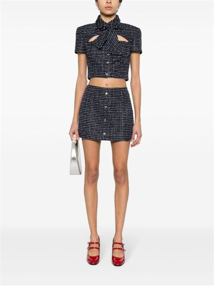 SEQUIN CHECKED TWEED MINI SKIRT