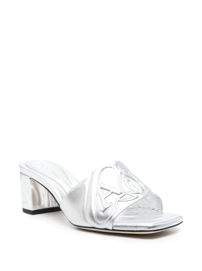 METALLIC LEATHER HEEL SANDALS