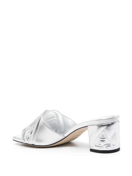 METALLIC LEATHER HEEL SANDALS