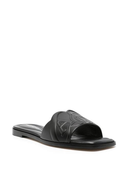 SEAL LEATHER FLAT SANDALS