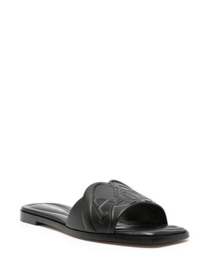 SEAL LEATHER FLAT SANDALS