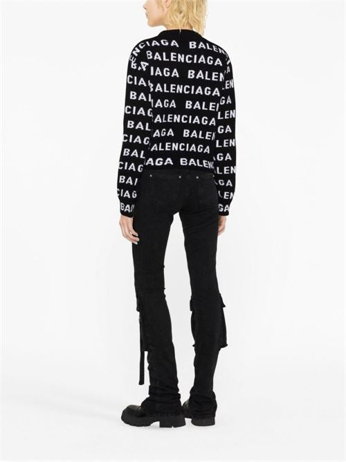 ALLOVER LOGO WOOL CROPPED SWEATER