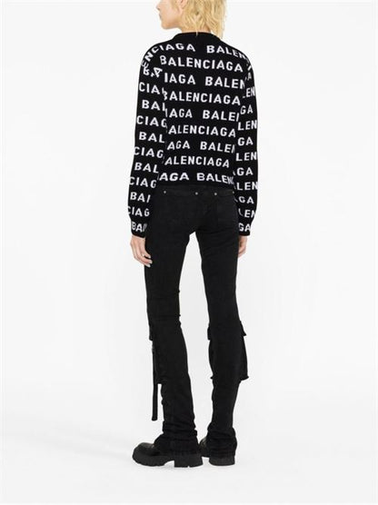 ALLOVER LOGO WOOL CROPPED SWEATER