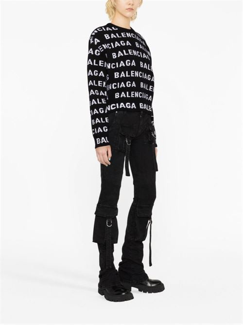 ALLOVER LOGO WOOL CROPPED SWEATER