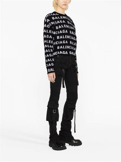 ALLOVER LOGO WOOL CROPPED SWEATER