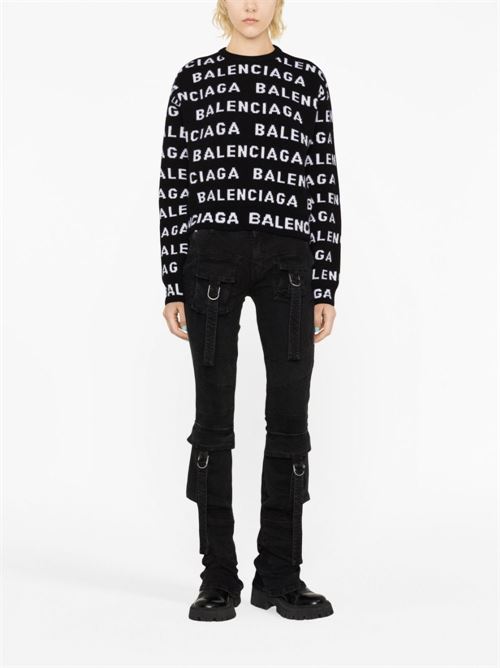 ALLOVER LOGO WOOL CROPPED SWEATER
