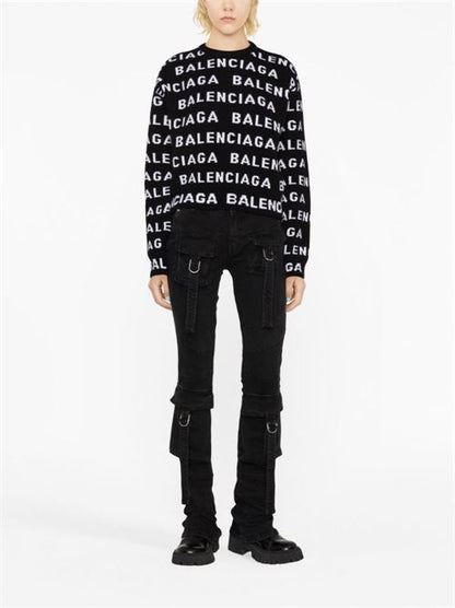 ALLOVER LOGO WOOL CROPPED SWEATER