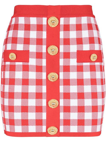 VICHY BUTTONED MINI SKIRT