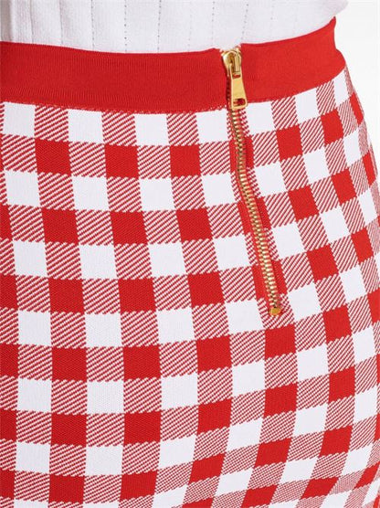 VICHY BUTTONED MINI SKIRT