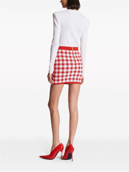 VICHY BUTTONED MINI SKIRT