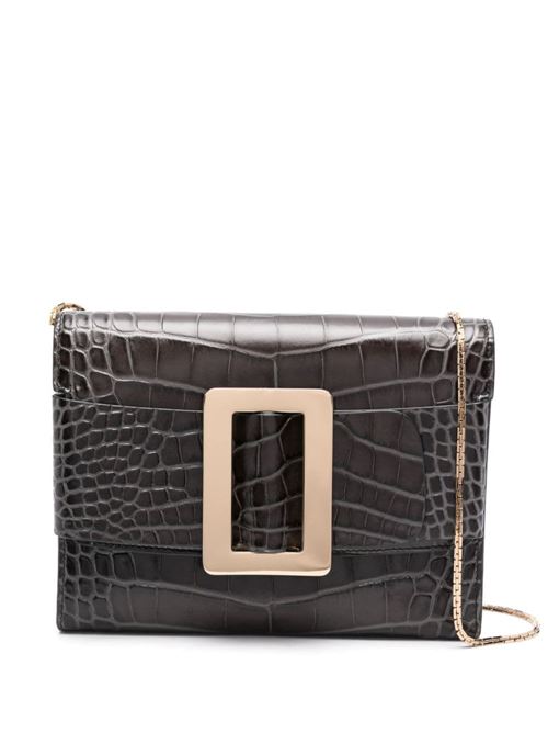 BUCKLE TRAVEL CASE CROCO EMBOSSED LEATHER CLUTCH BAG