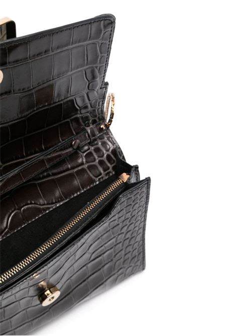 BUCKLE TRAVEL CASE CROCO EMBOSSED LEATHER CLUTCH BAG