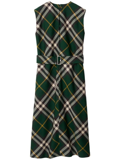 CHECK MOTIF WOOL MIDI DRESS