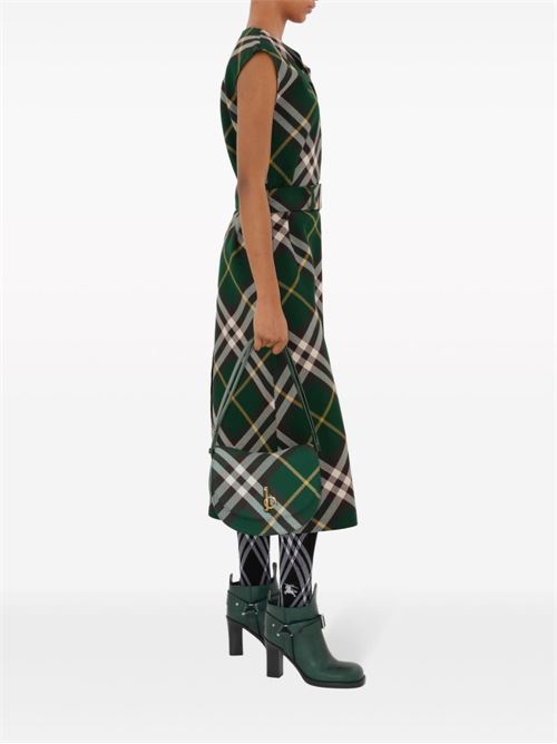 CHECK MOTIF WOOL MIDI DRESS
